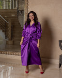 The Royal Satin wrap dress - purple