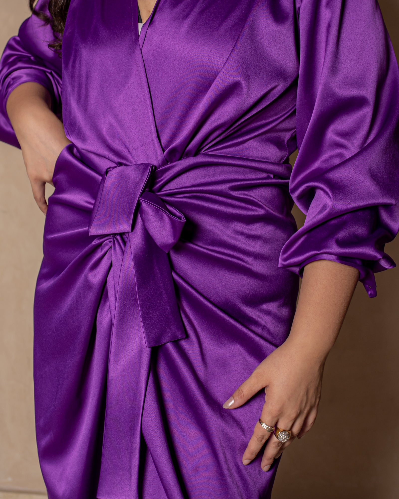The Royal Satin wrap dress - purple