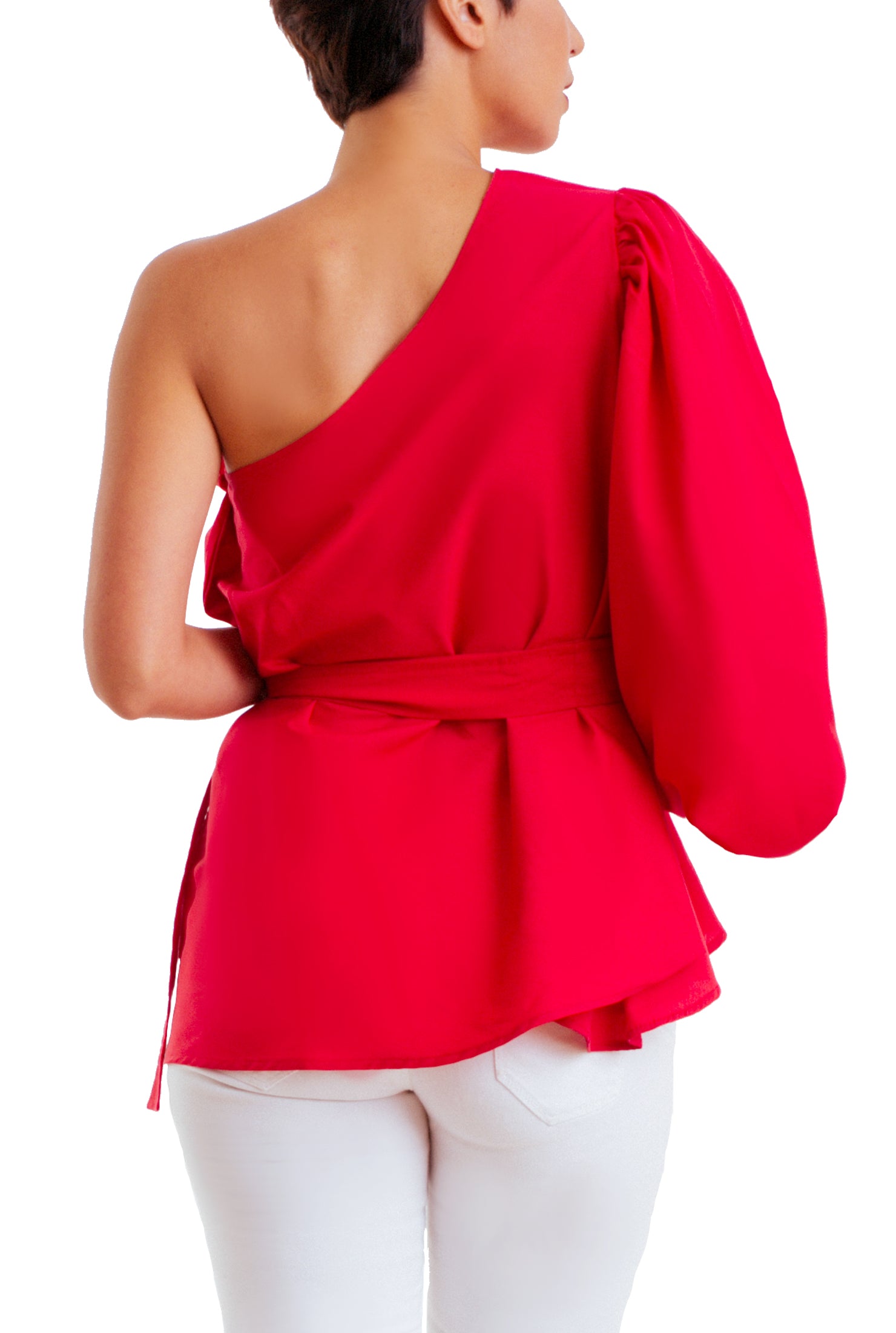 Puff Blouse -One Shoulder- Red