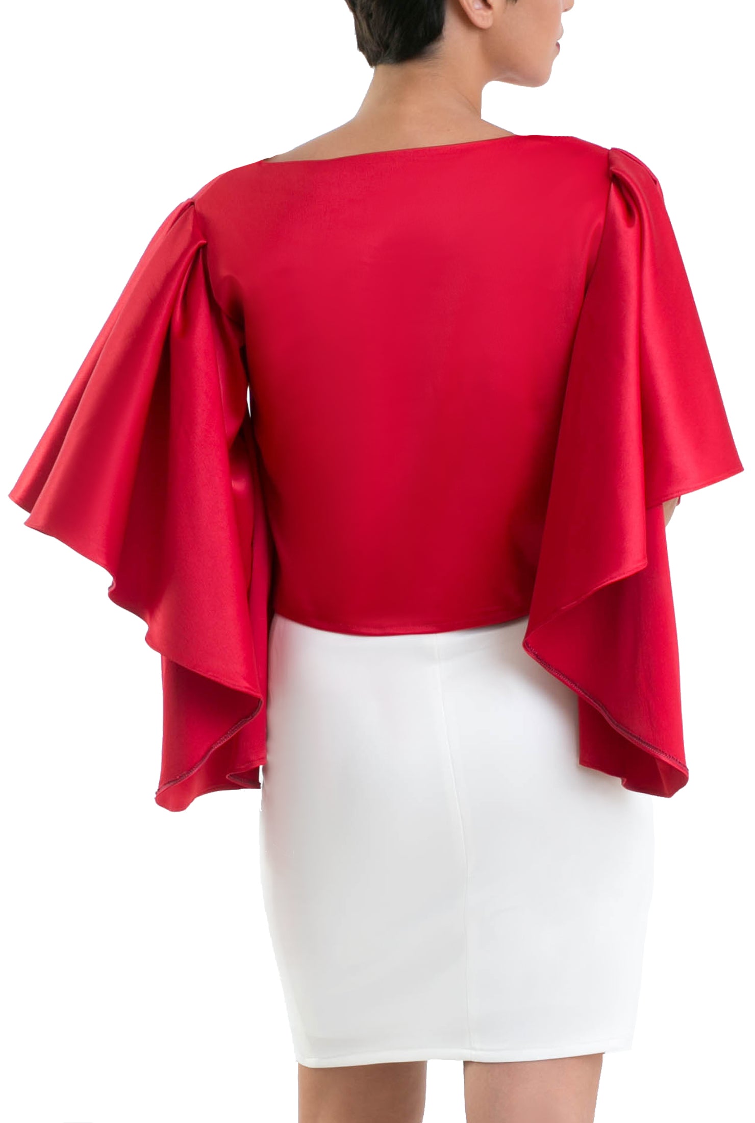 Royal Butterfly Sleeves Blouse - Red