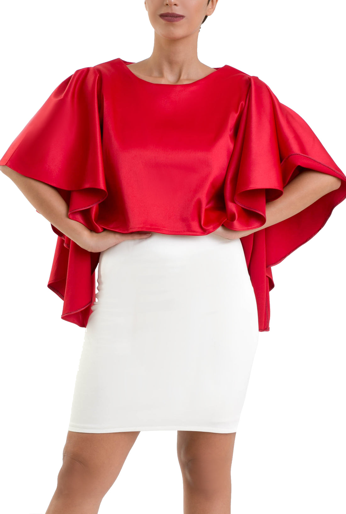 Royal Butterfly Sleeves Blouse - Red