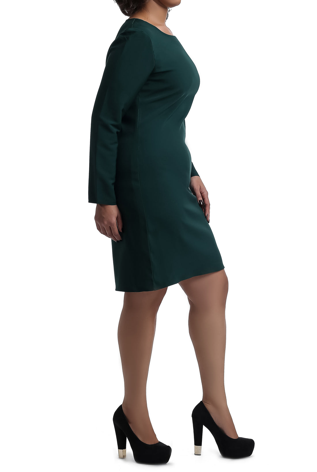 Ruffles Neck Cocktail Dress - Green