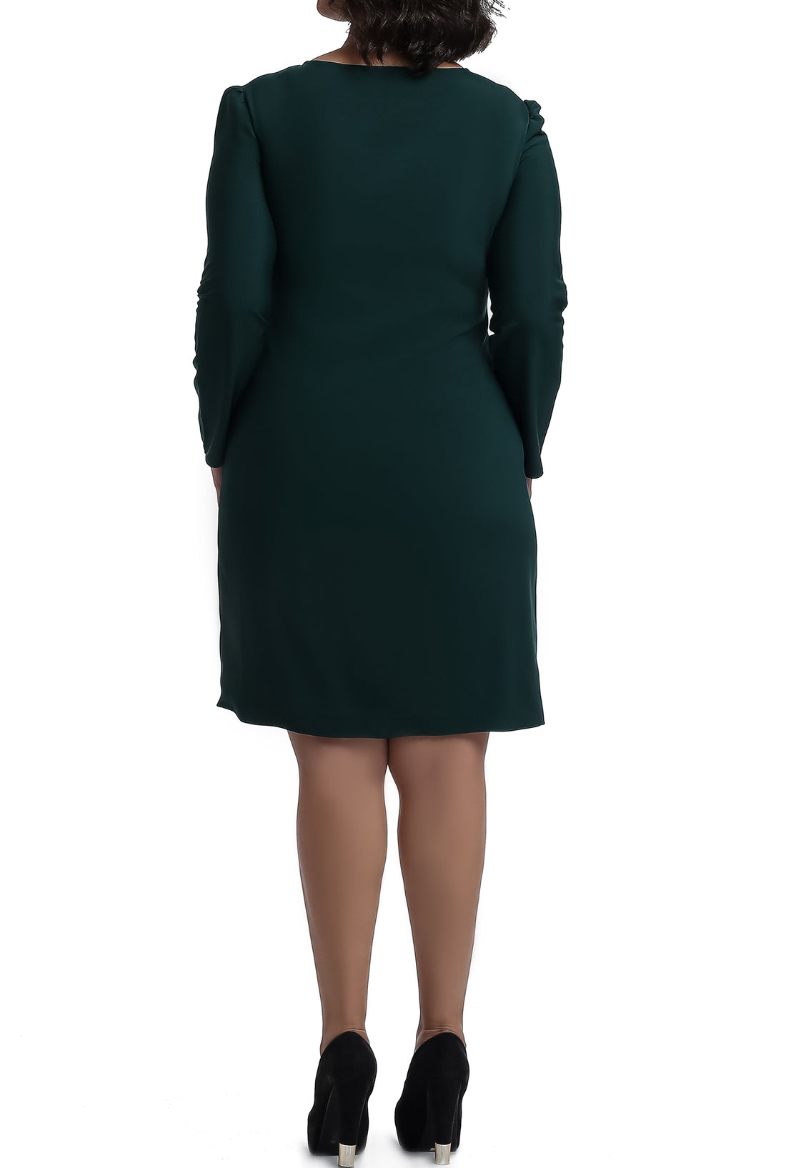 Ruffles Neck Cocktail Dress - Green