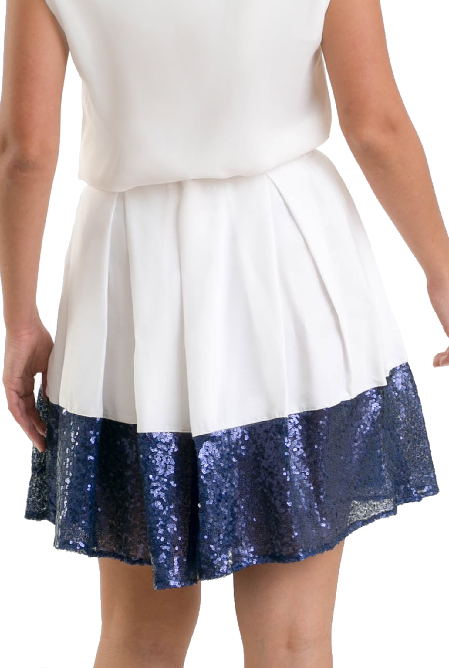 Short Sequin Trim Skirt - White
