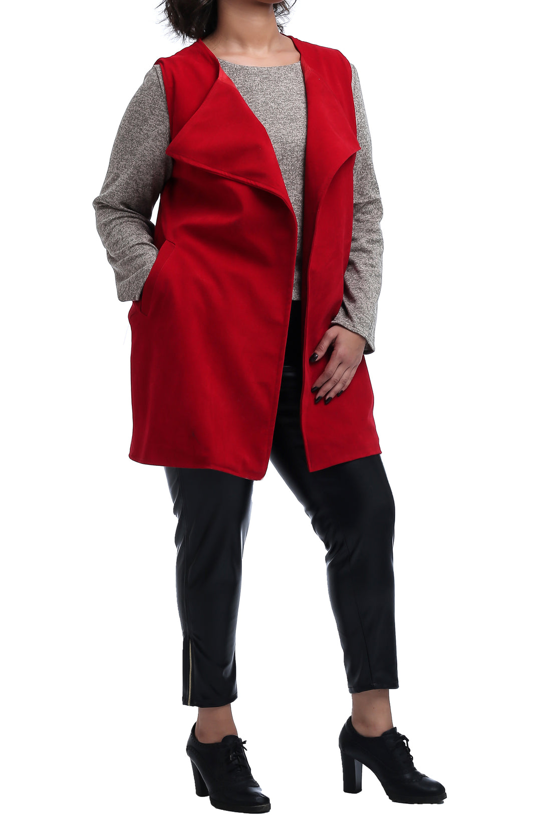 Suede Drapped Vest - Maroon