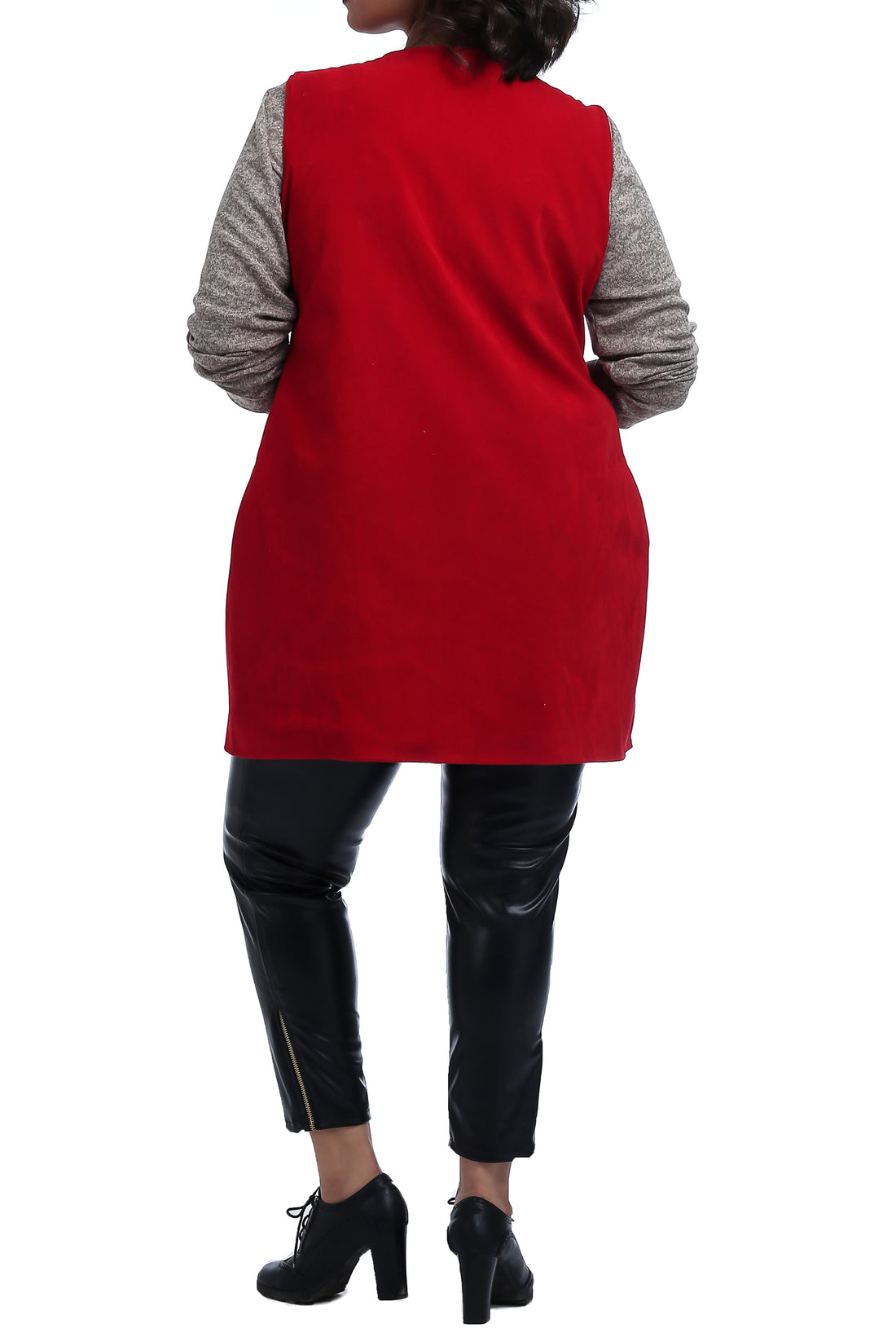 Suede Drapped Vest - Maroon