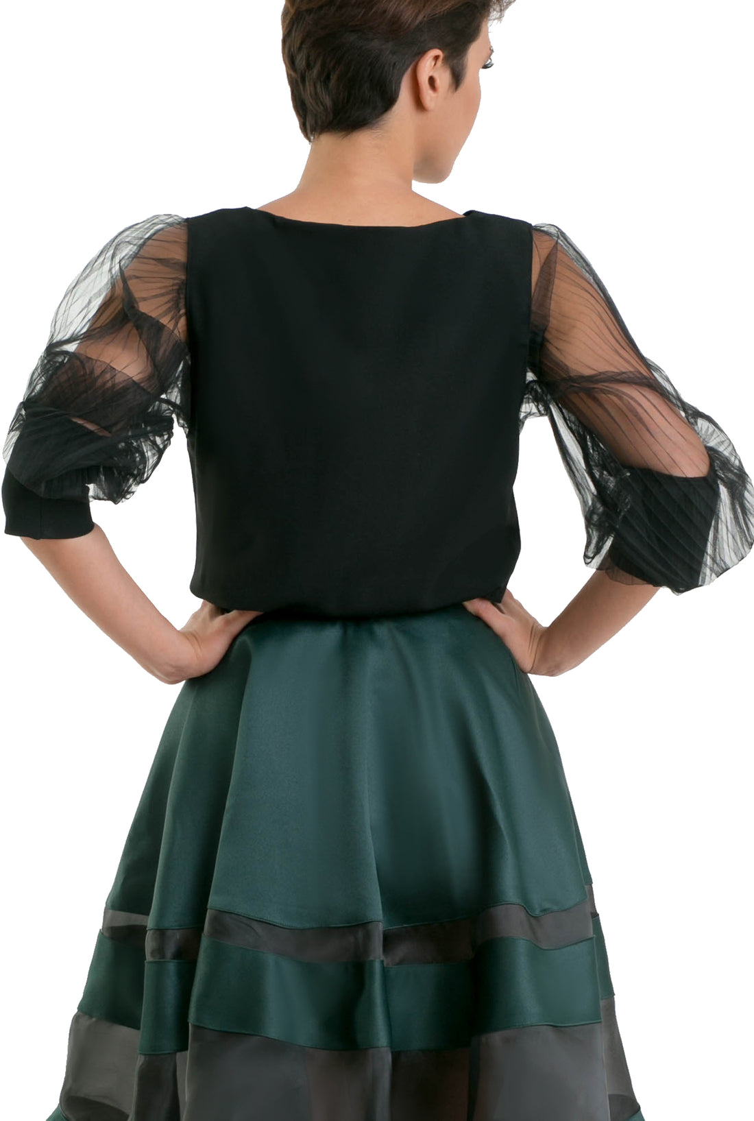 Accordion Sleeves Blouse - Black