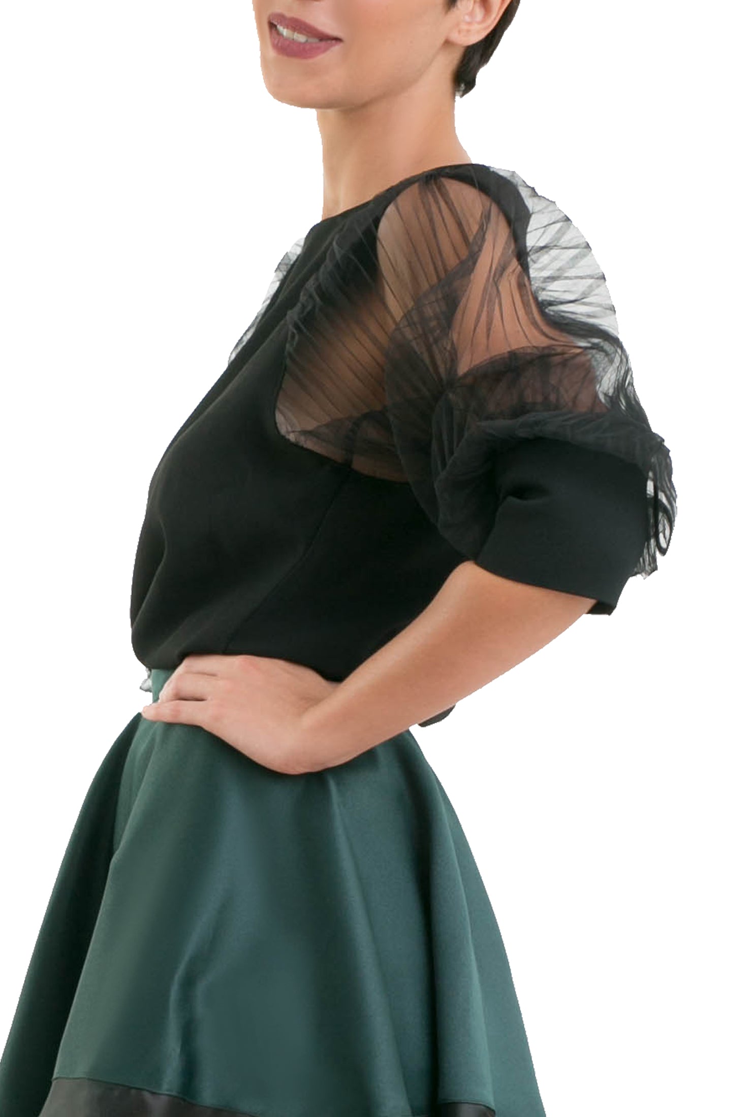 Accordion Sleeves Blouse - Black