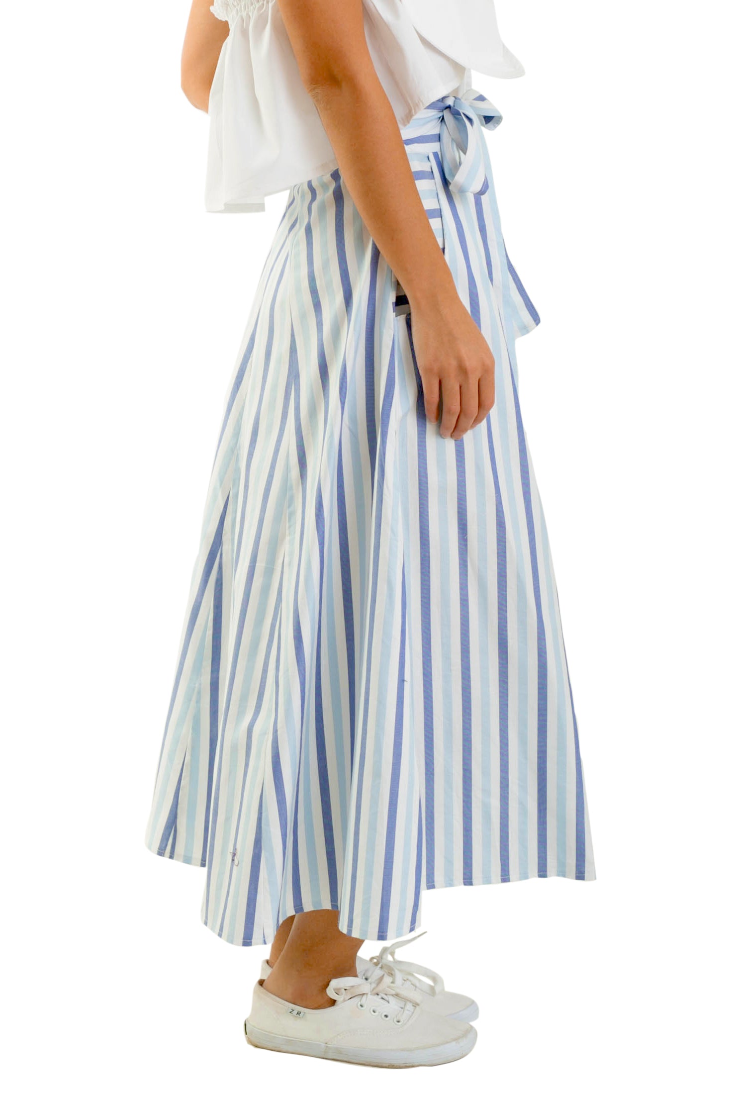 Stripes Cotton Skirt With Bow