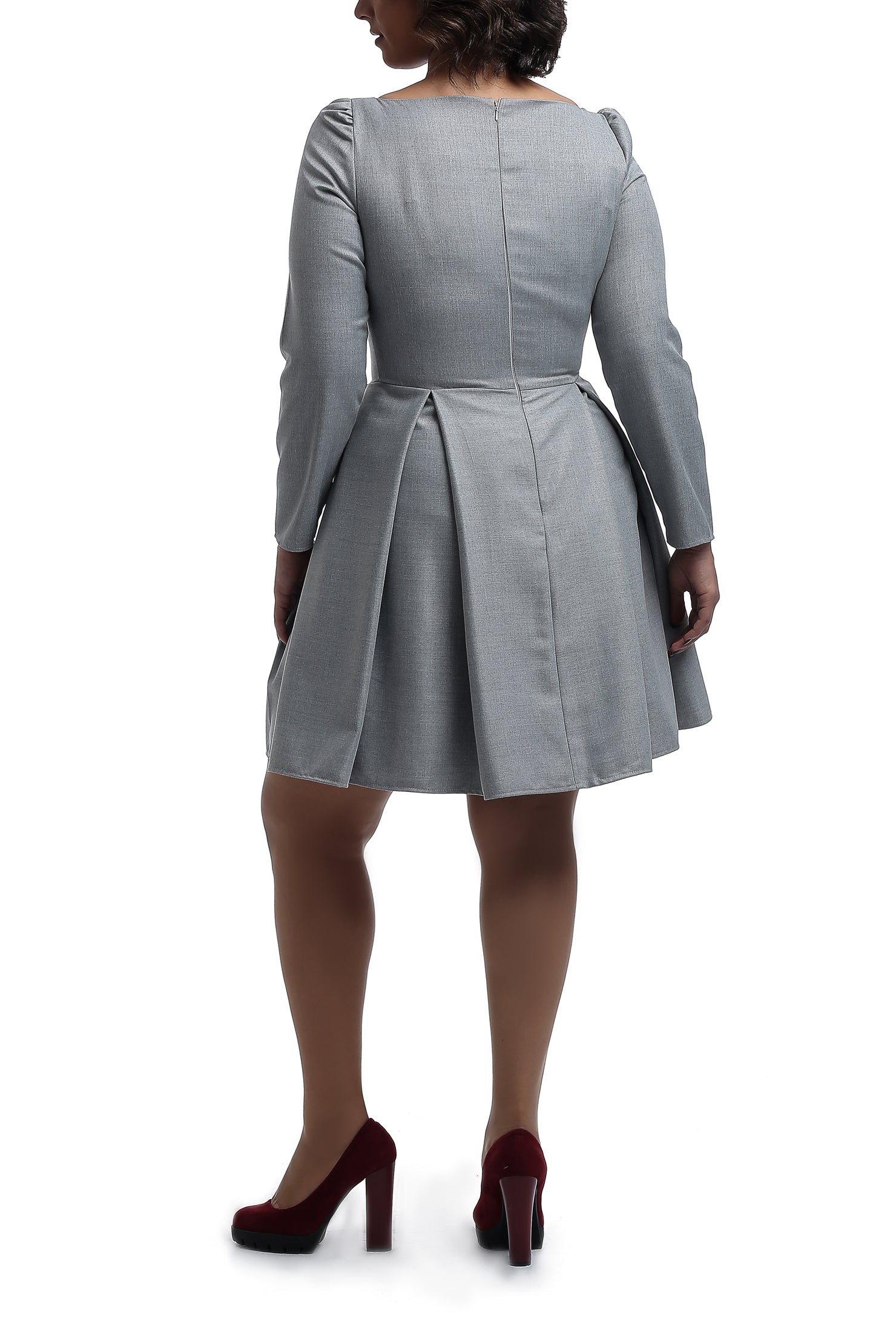 Wool Dress -Knee Length- Grey