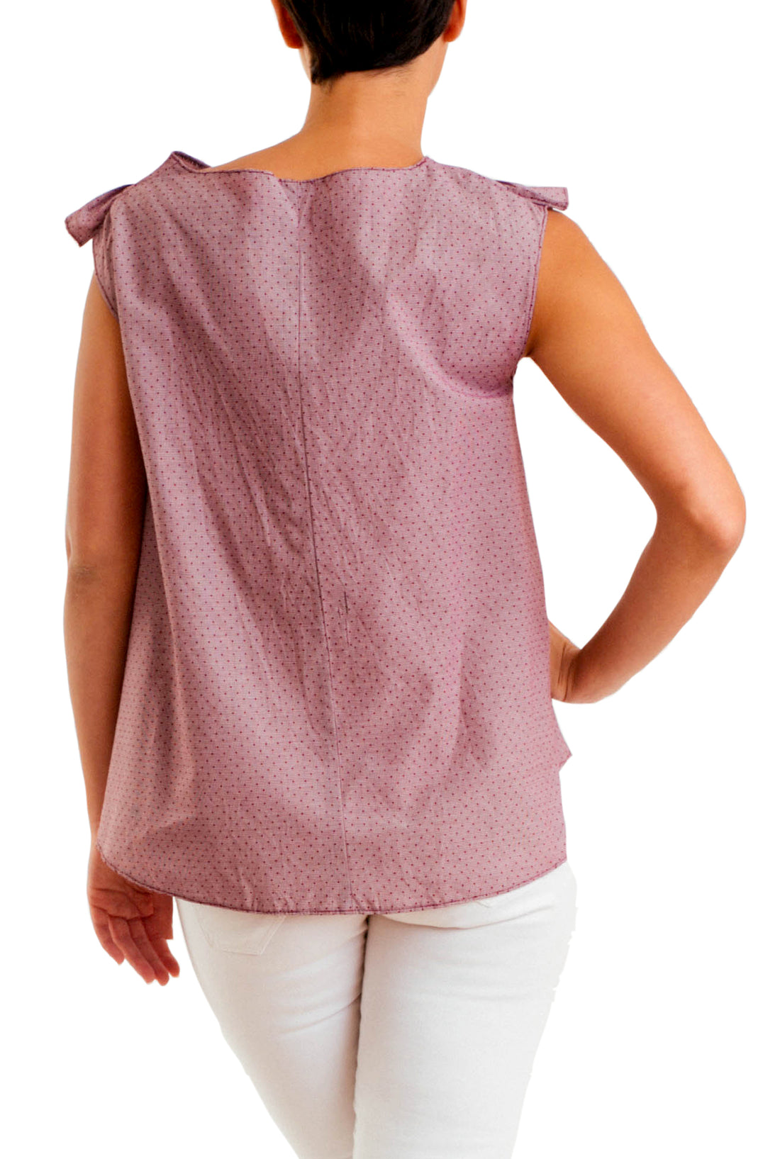 Front V Ruffles -Sleeveless- Maroon