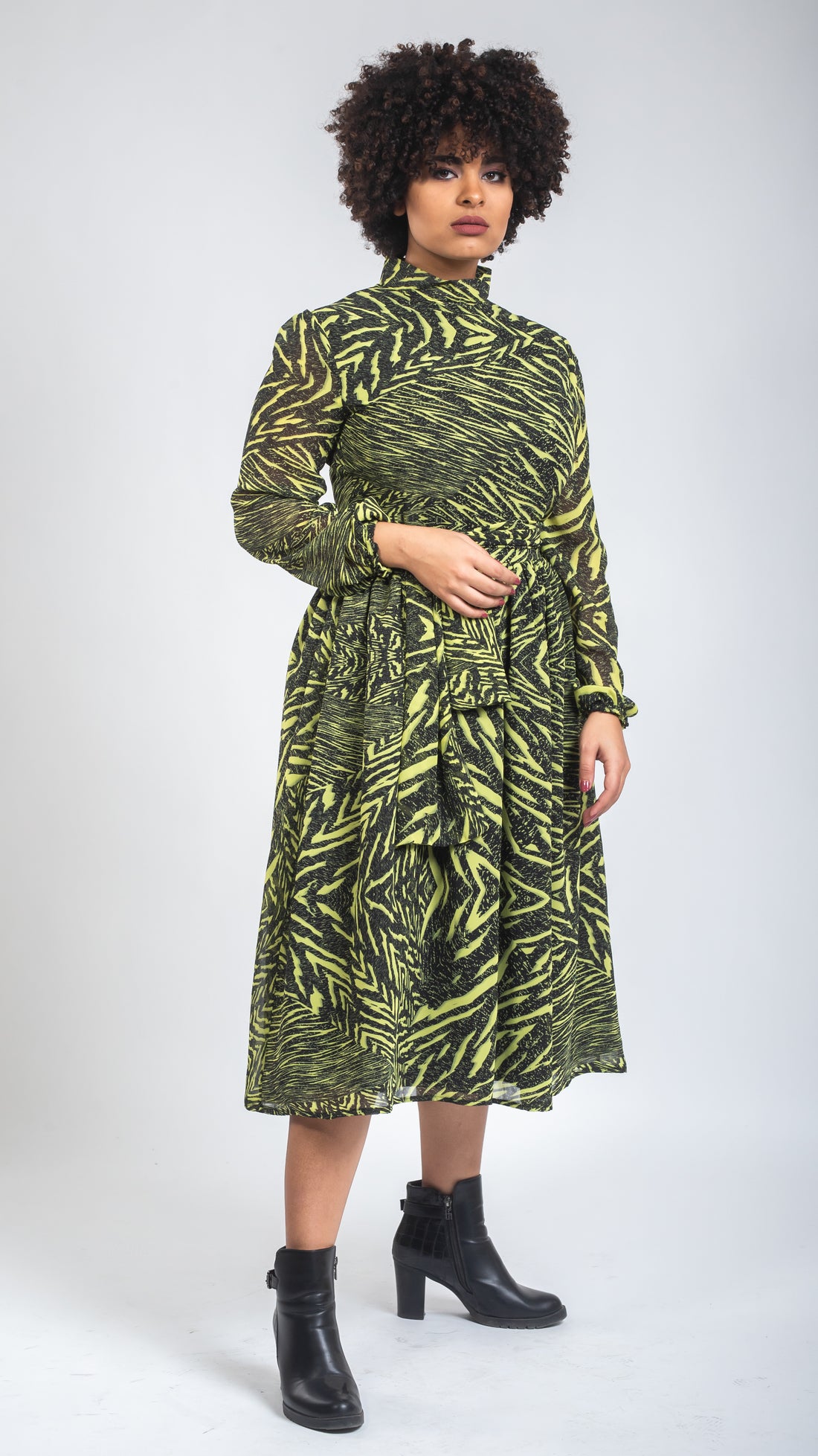 Tribal Chiffon Dress - Neon