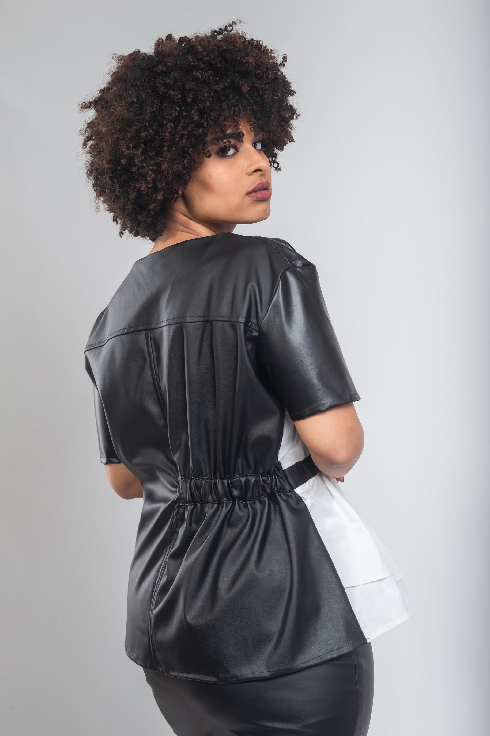 Joker Leather blouse  - Black