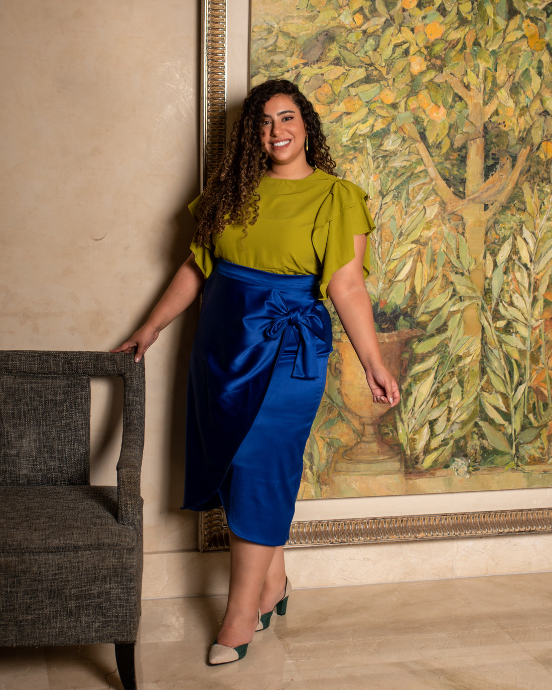 The Diva Satin wrap Skirt - blue