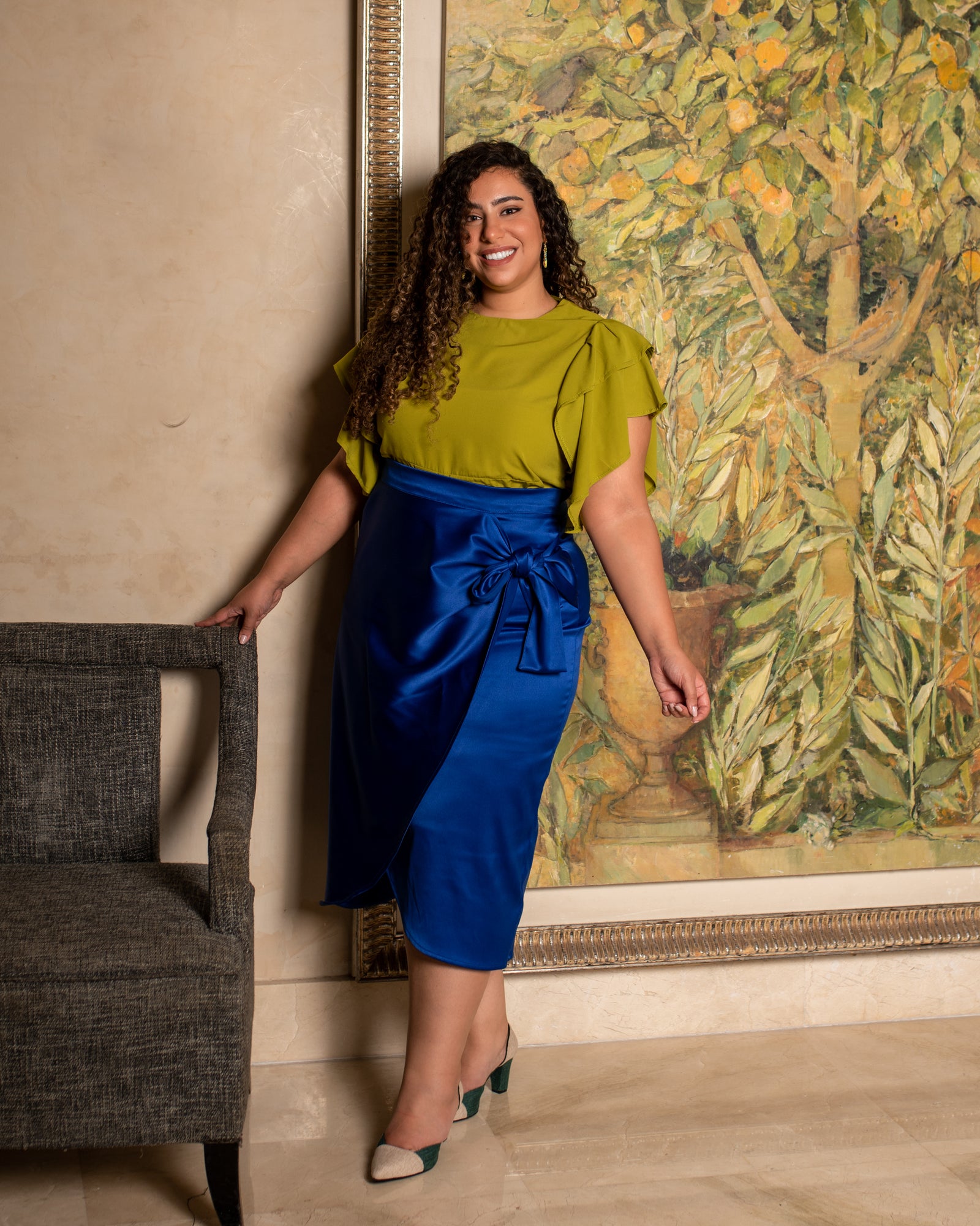 The Diva Satin wrap Skirt - blue