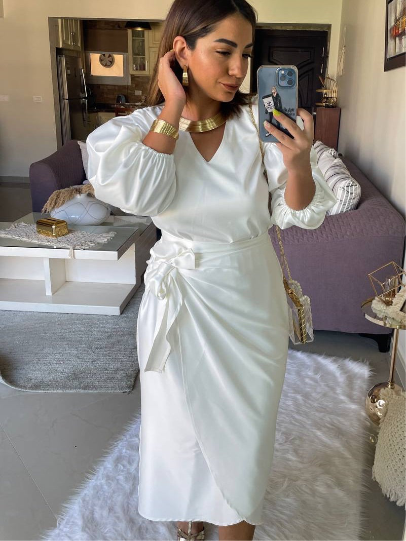The bride Satin wrap Skirt - White