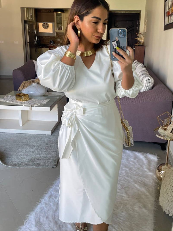 The bride Satin wrap Skirt - White