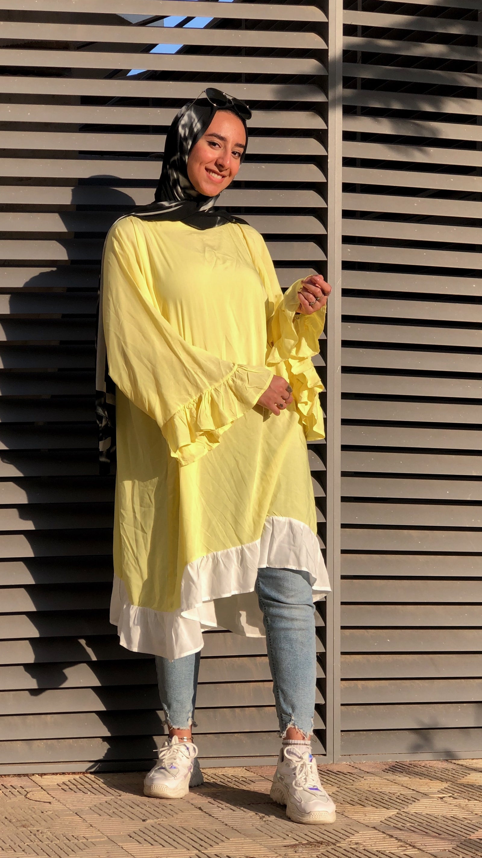 Oversized Wide Blouse - Lemon