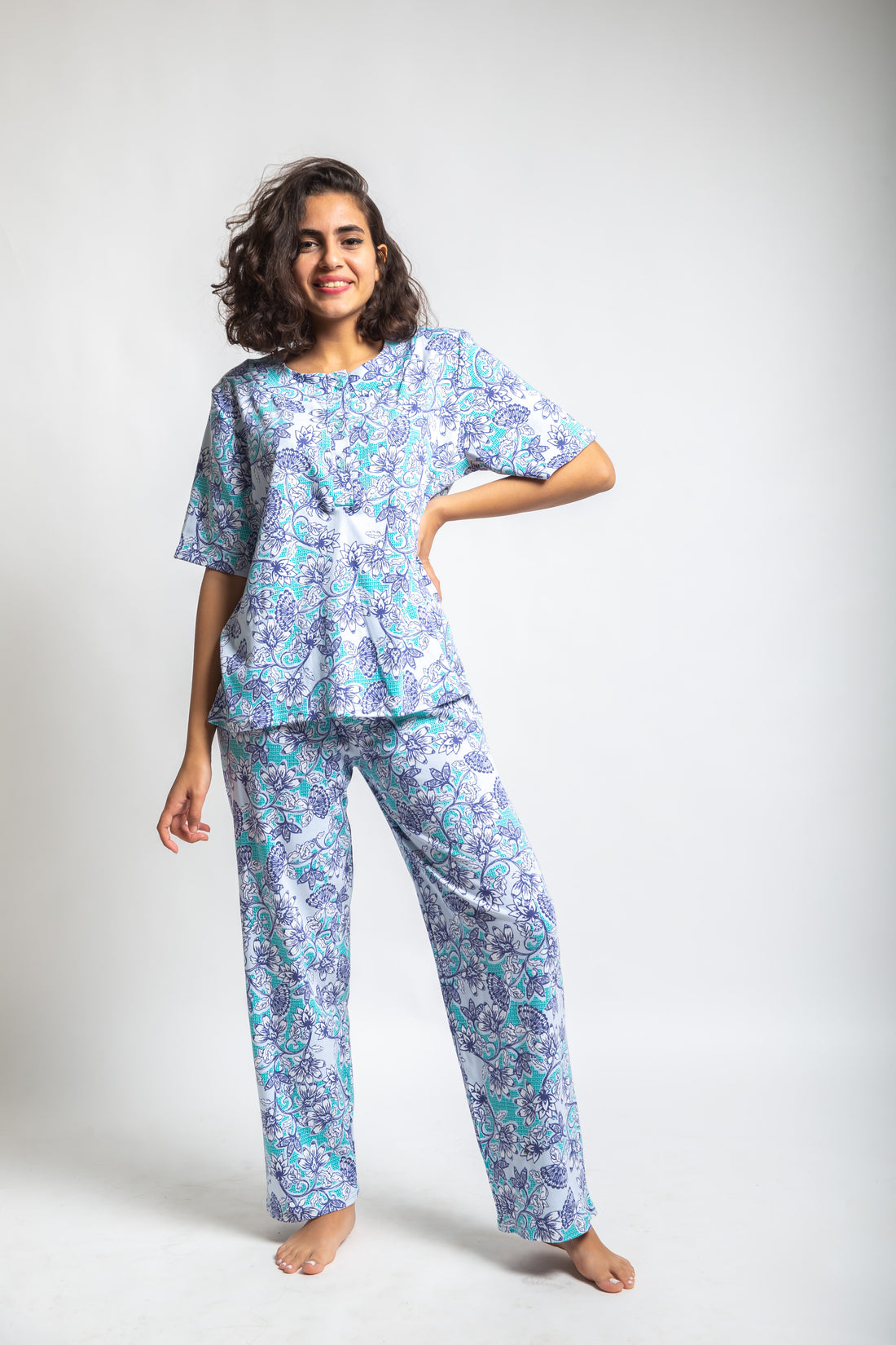 Blue Lotus Short Sleeve Pjs Set