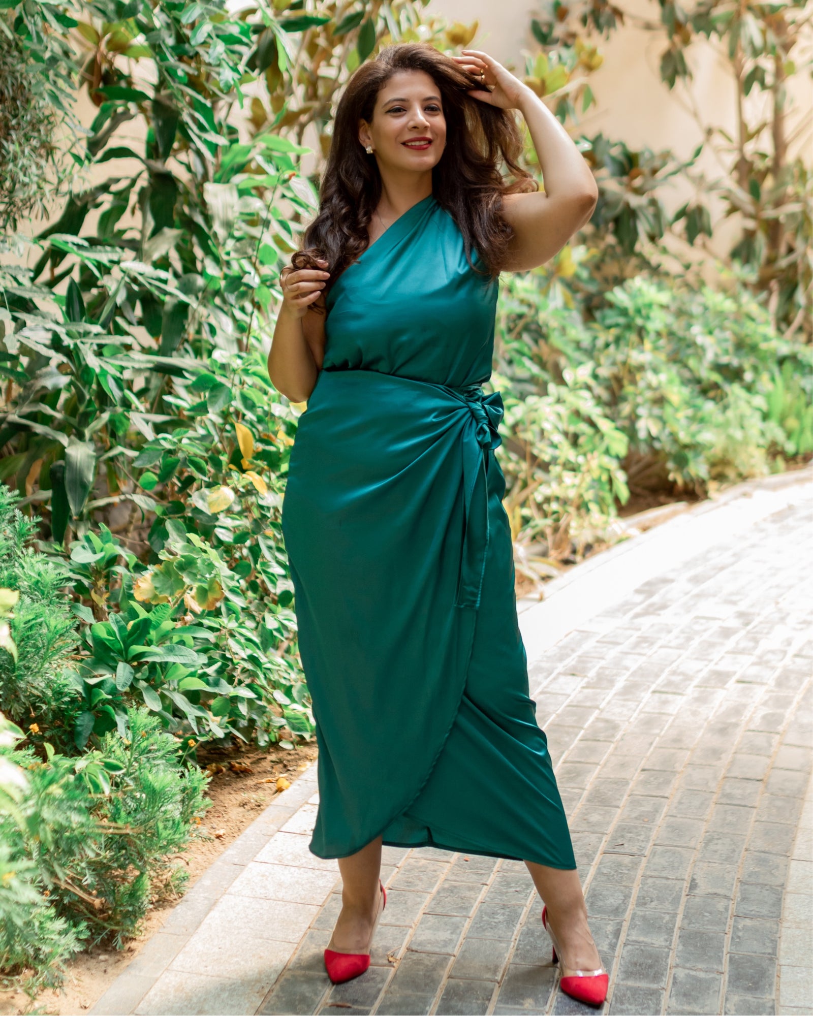 The Royal 2 piece Chiffon Silk wrap dress - Emerald green