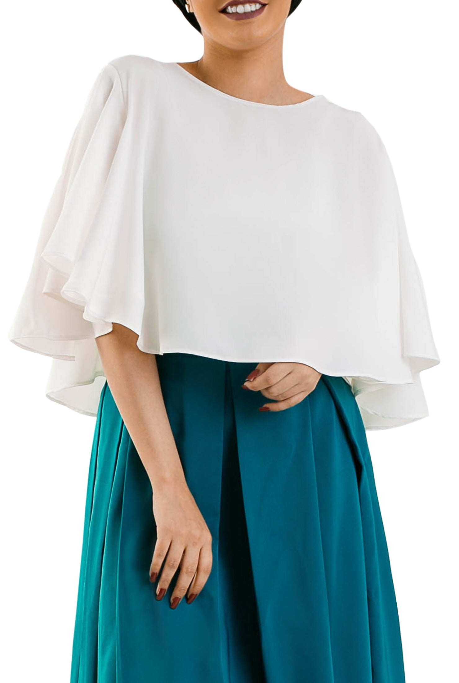 Front Ruffle Blouse  - White