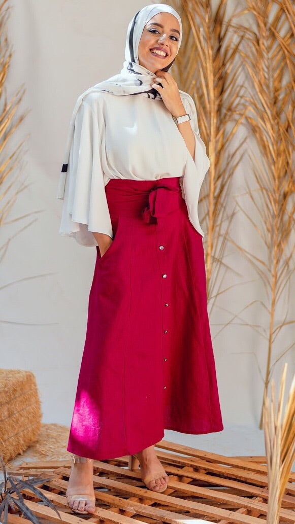 Fuchsia Skirt With Bow
