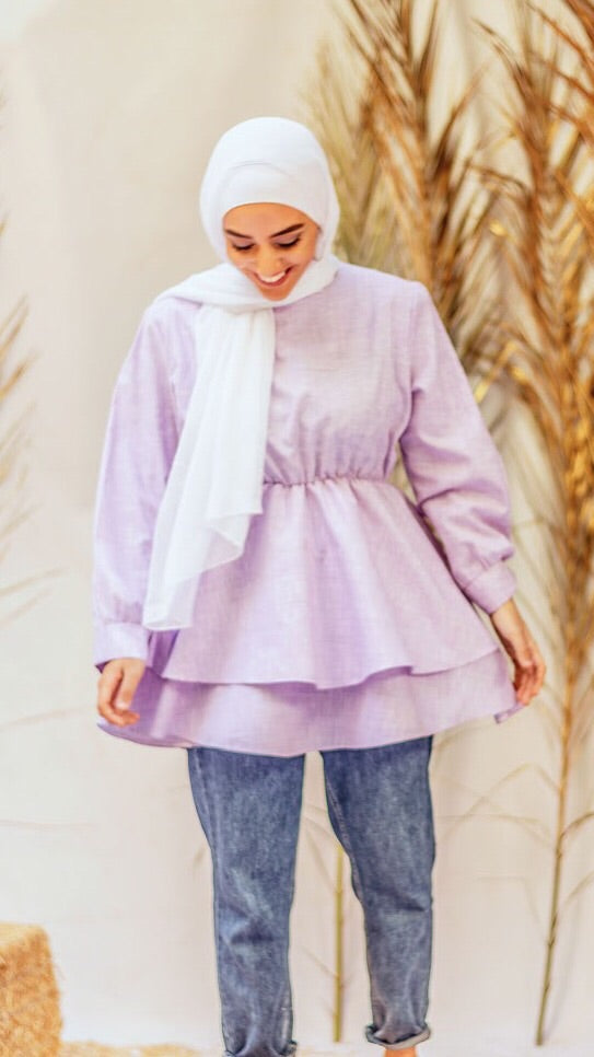 Double Layered Ruffle Blouse - Purple