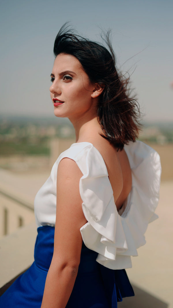 Back Ruffled Blouse - White