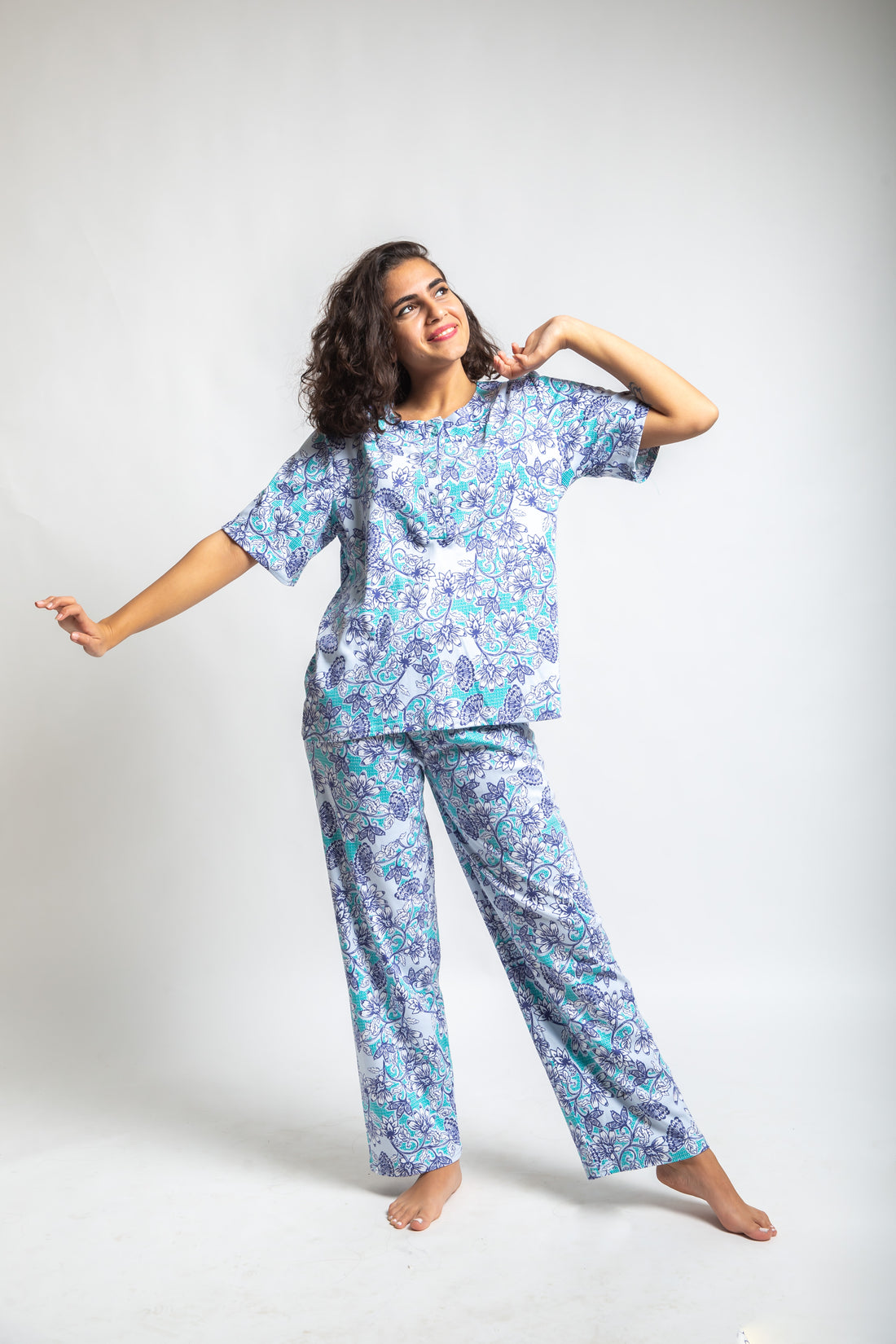 Blue Lotus Short Sleeve Pjs Set