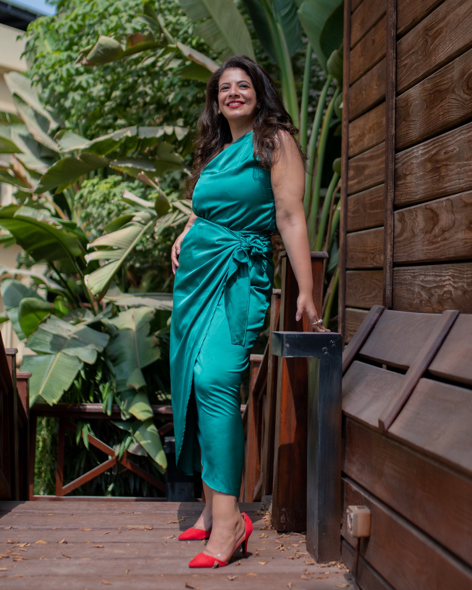 The Royal 2 piece Chiffon Silk wrap dress - Emerald green