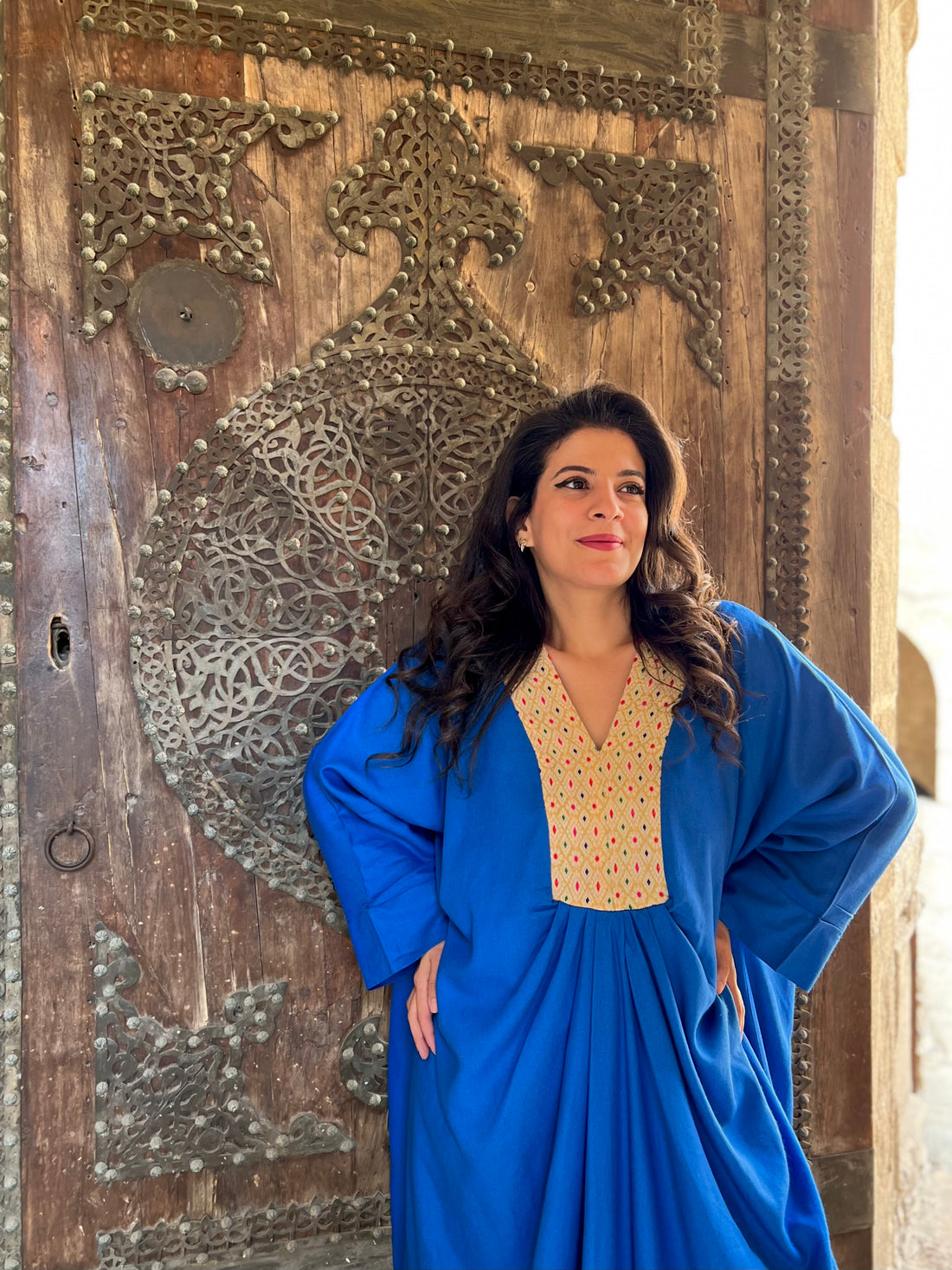 The linen comfort Abaya - Blue