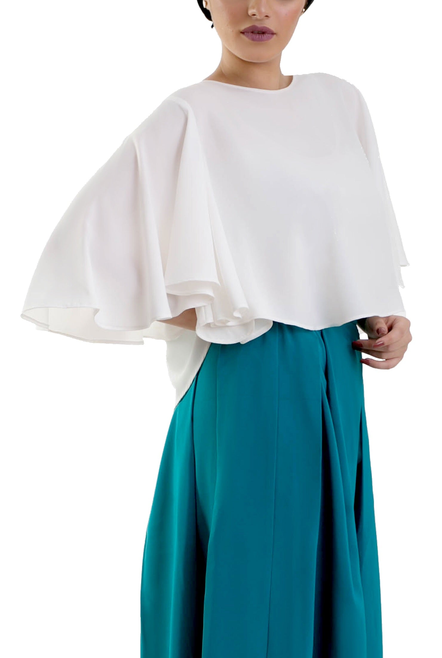 Front Ruffle Blouse  - White