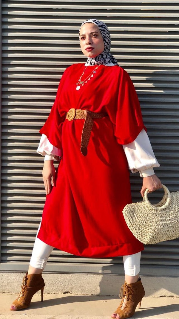Oversized Wide Blouse - Red