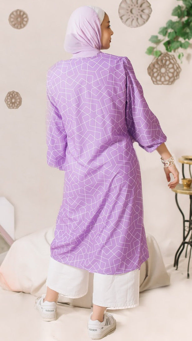 Lilac Dress With Side Belt -Violet