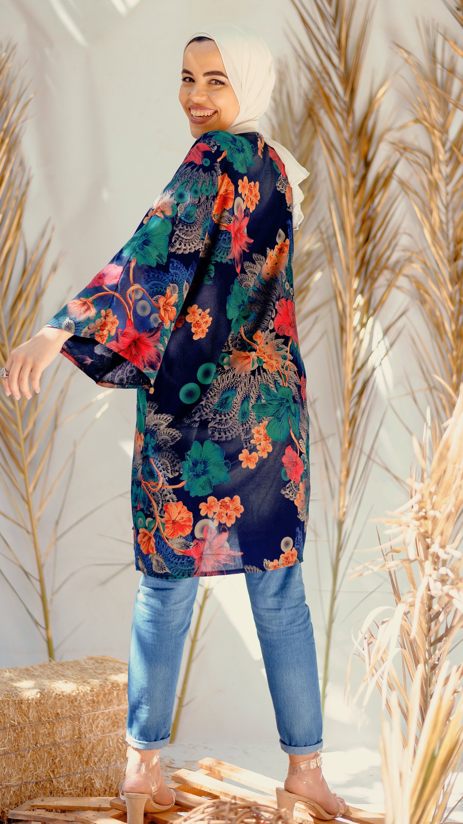 Colorful Floral Kimono - Green