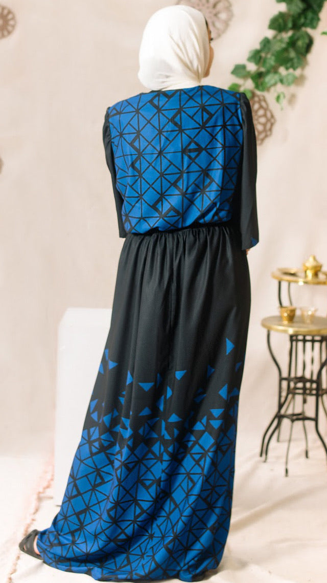 The Geometric Blouse- Blue