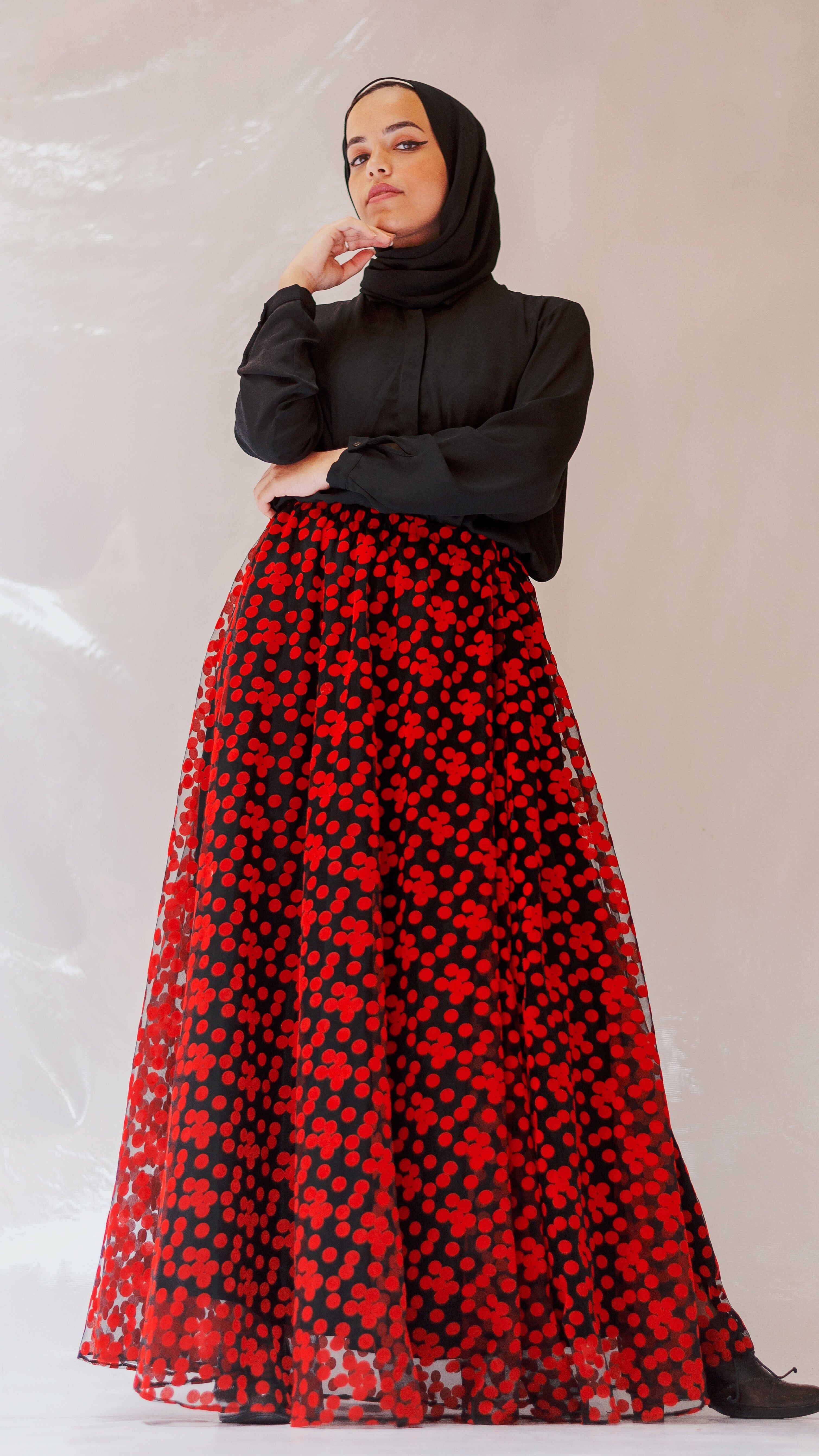 Polka Dot Tulle Skirt - Red