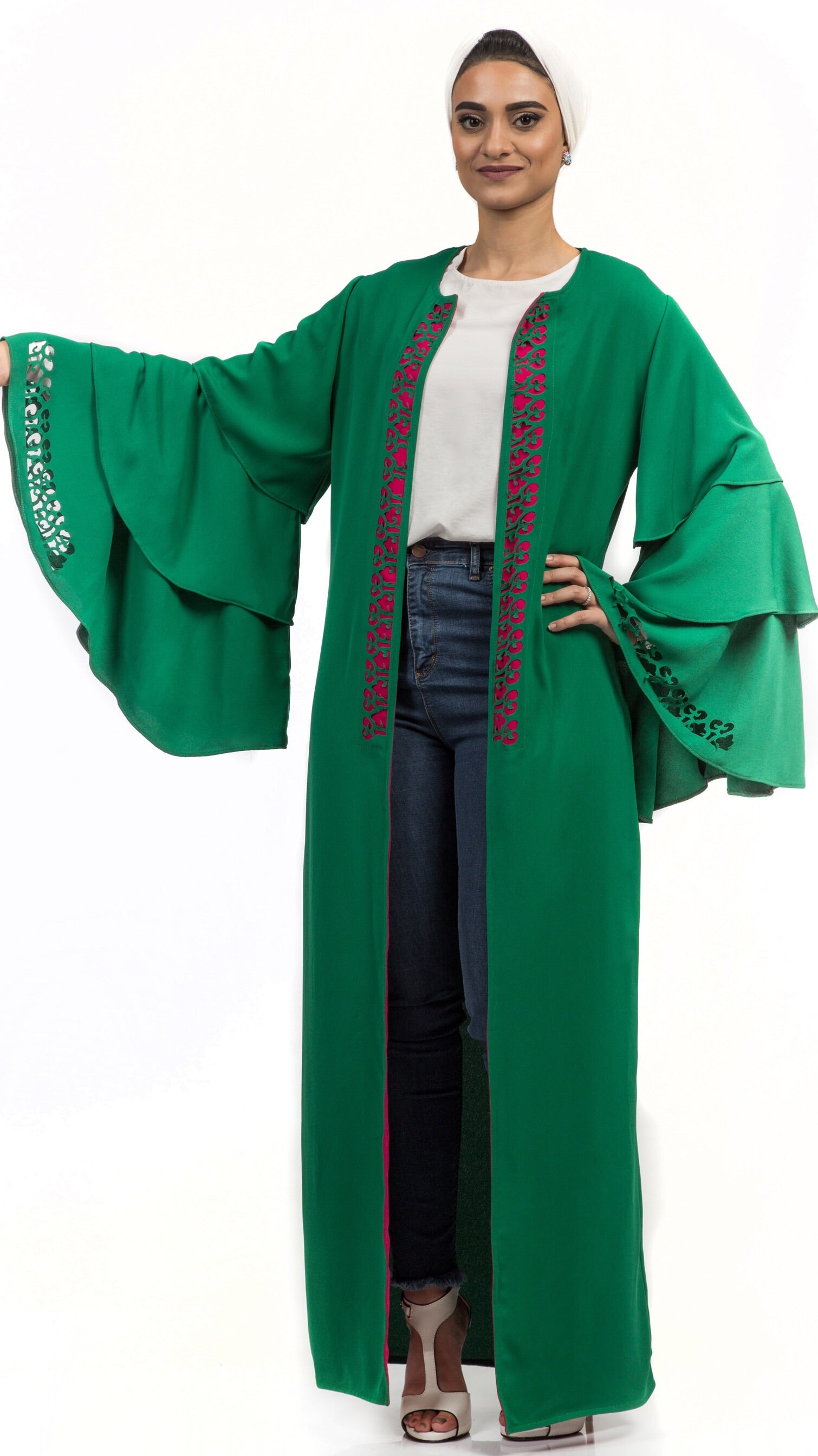 The Ruffled Islamic Kimono- Green