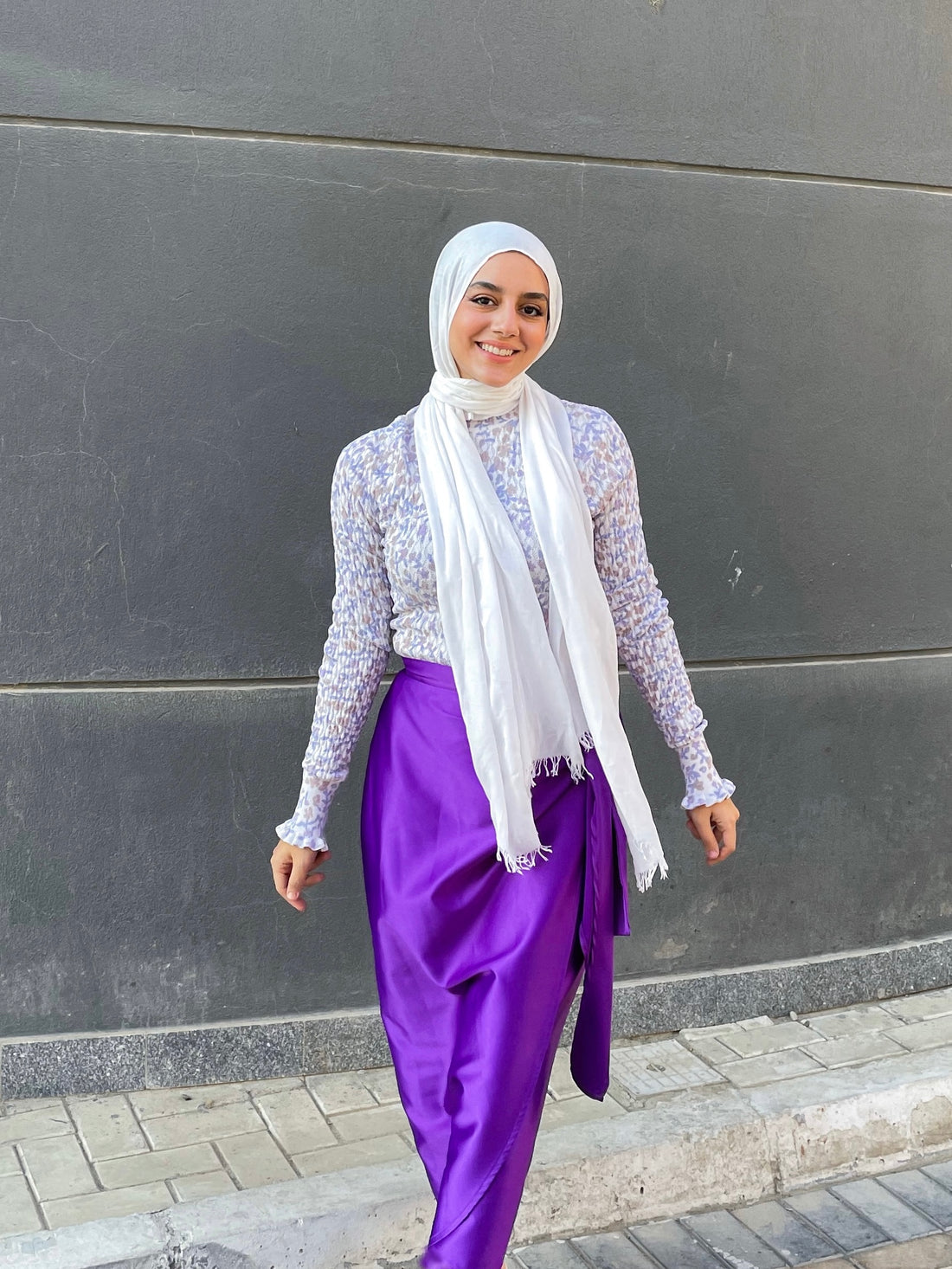 Satin wrap Skirt - Purple