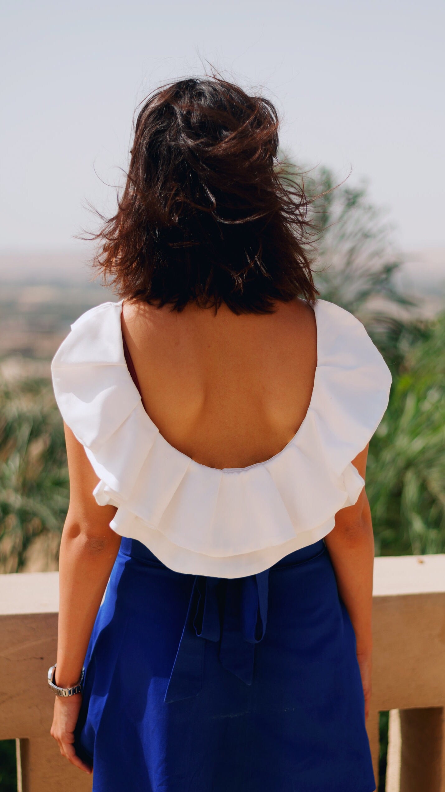 Back Ruffled Blouse - White