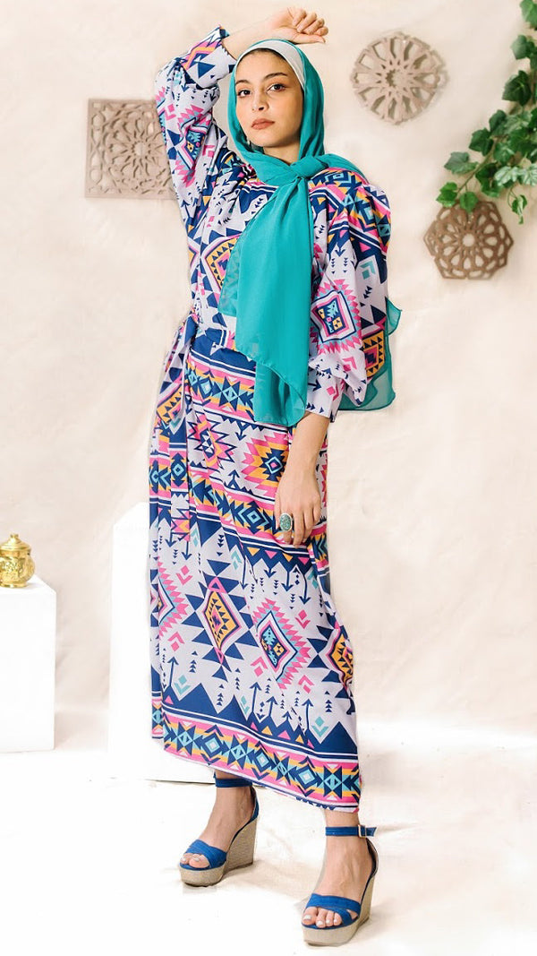 Tribal Aztec Dress with side belt