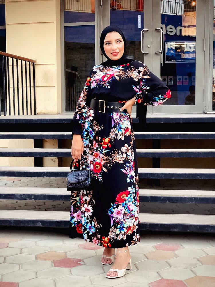 The Floral dress- Black