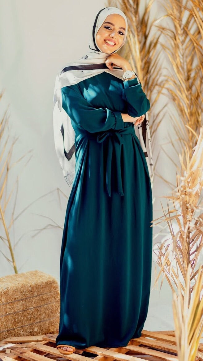 Green Emerald With Side Belt Dress