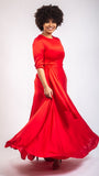 Naomi Chiffon Satin Dress- Red