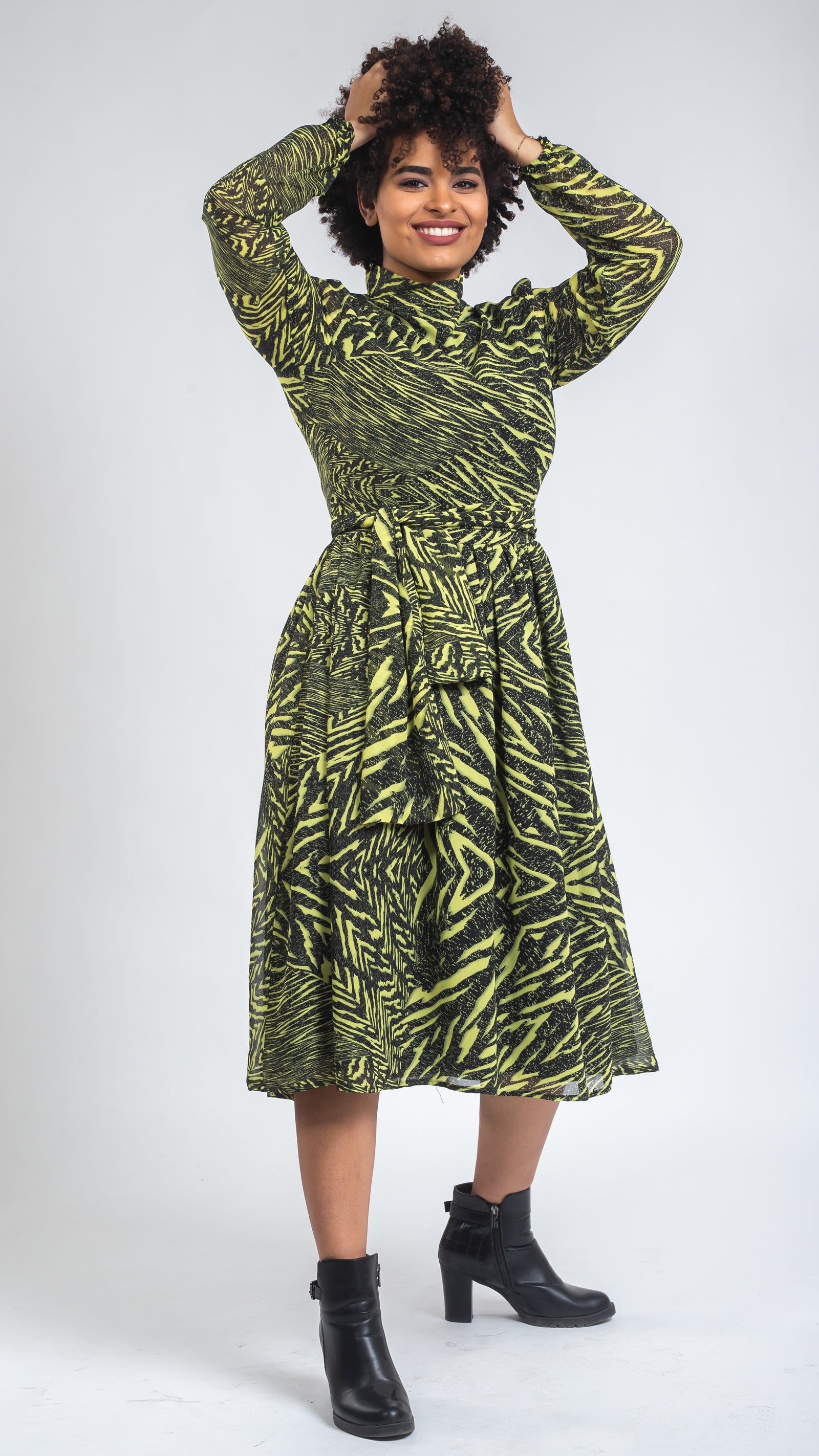 Tribal Chiffon Dress - Neon
