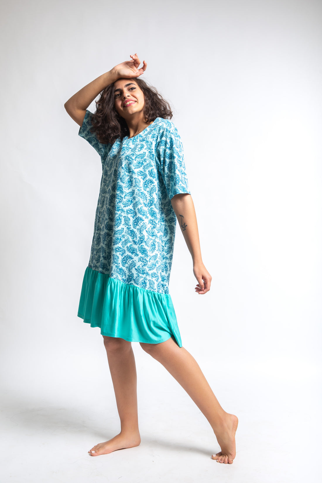 The Leaves Ruffled Dress Mint