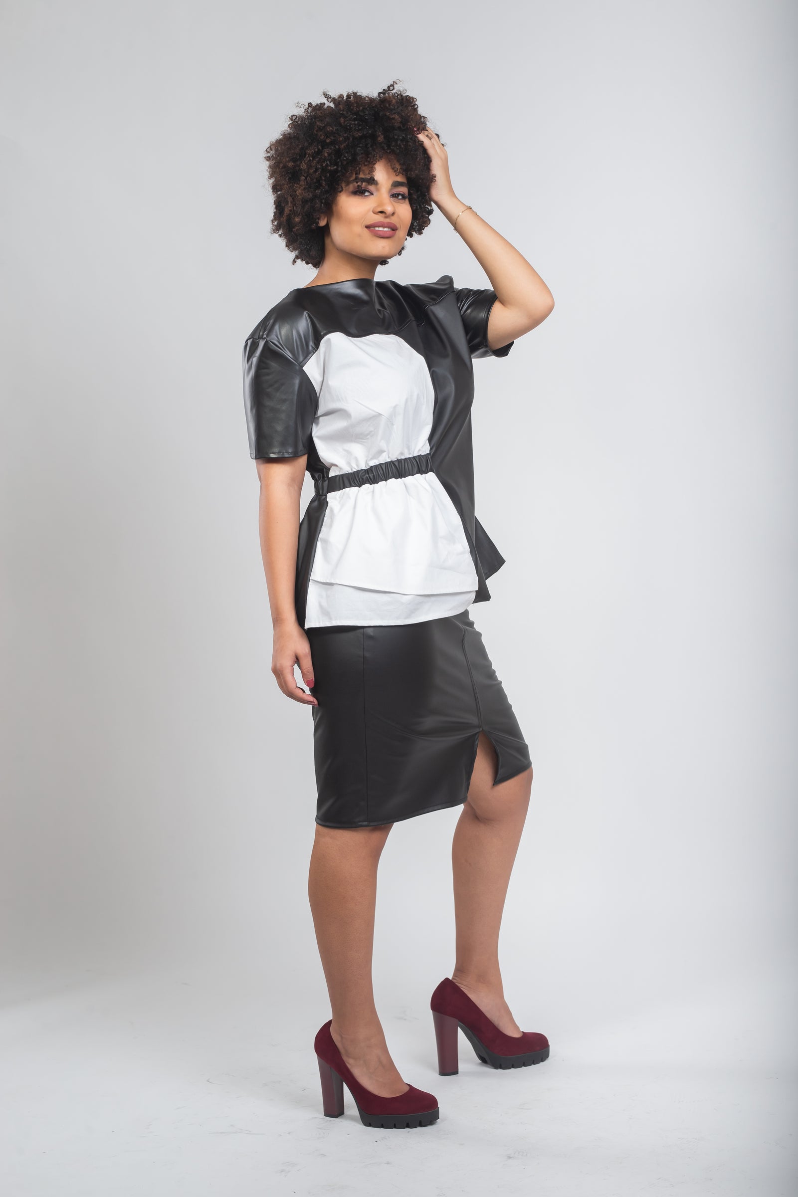 Joker Leather blouse  - Black