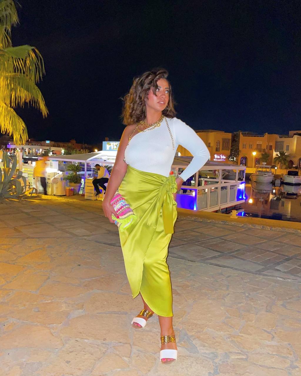 Satin wrap Skirt - Lime Green