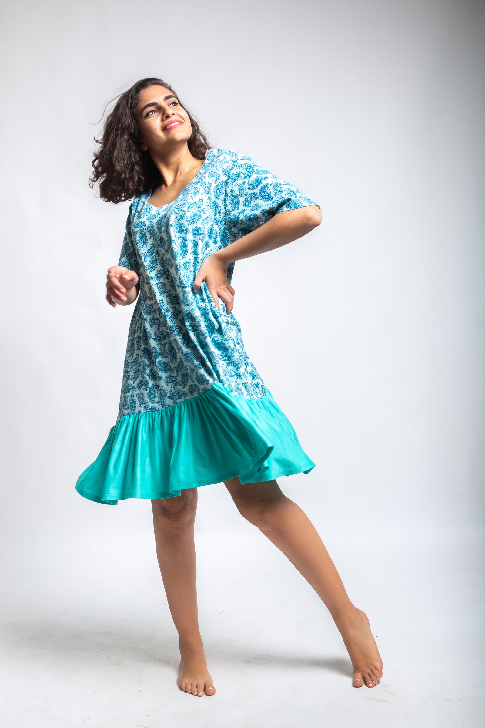 The Leaves Ruffled Dress Mint