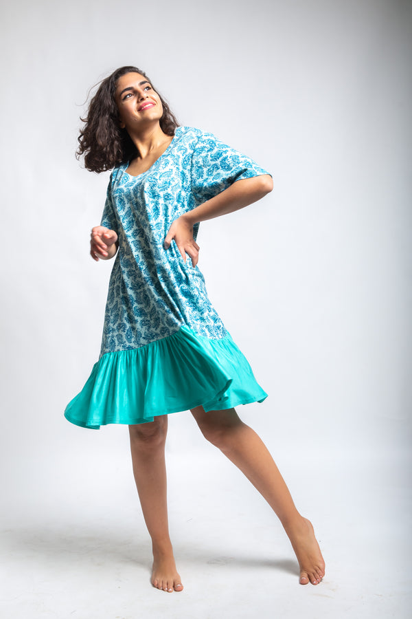 The Leaves Ruffled Dress Mint
